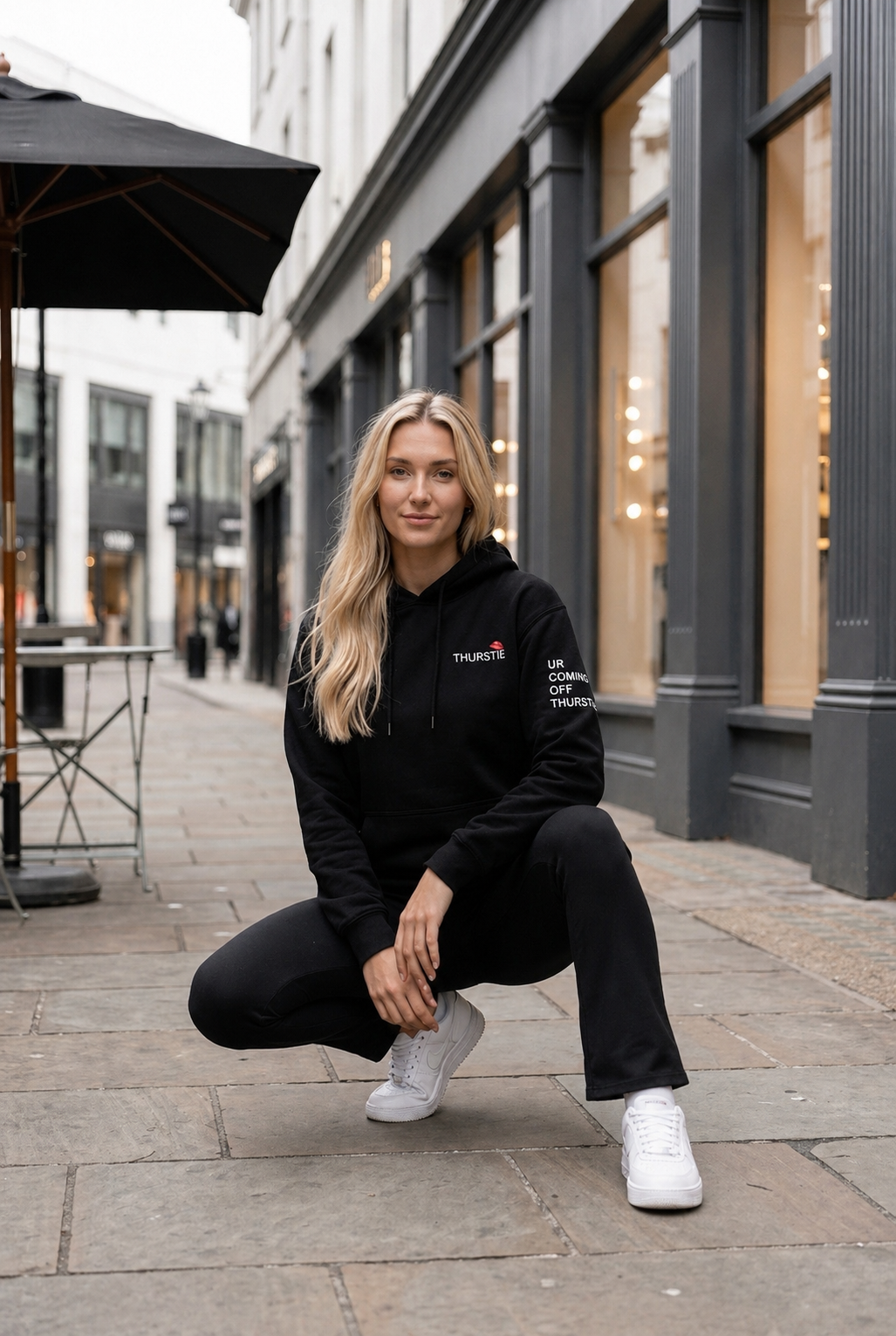 THURSTIE Heavyweight  Hoodie- Left Sleeve Tagline