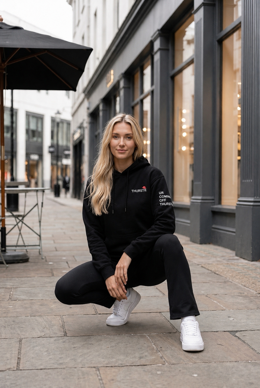 THURSTIE Heavyweight  Hoodie- Left Sleeve Tagline