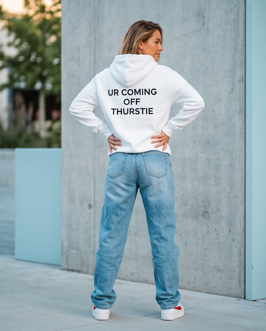 THURSTIE Heavyweight Hoodie- Back Tagline
