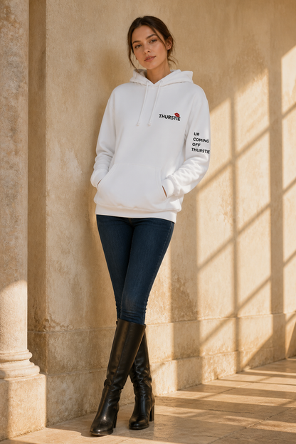 THURSTIE Heavyweight Hoodie- Left Sleeve Tagline