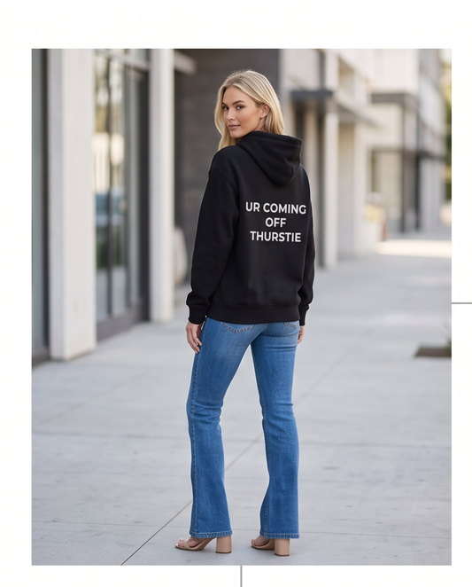 THURSTIE Relaxed Hoodie-Back Tagline